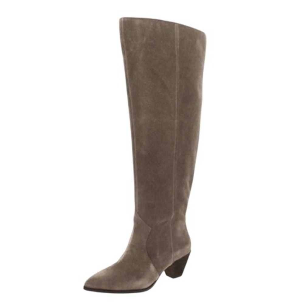 Vince Camuto Taupe Suede Over The Knee Slouch Boots Pointed Toe 6.5M Wide Calf